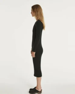 Kujten Dresses & Skirts>Long Cashmere Round Neck Dress Noir