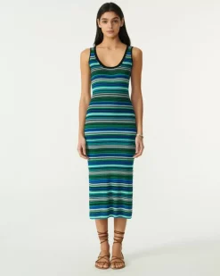 Kujten Dresses & Skirts>Long Silk-Cashmere Tank Dress Vert Jade