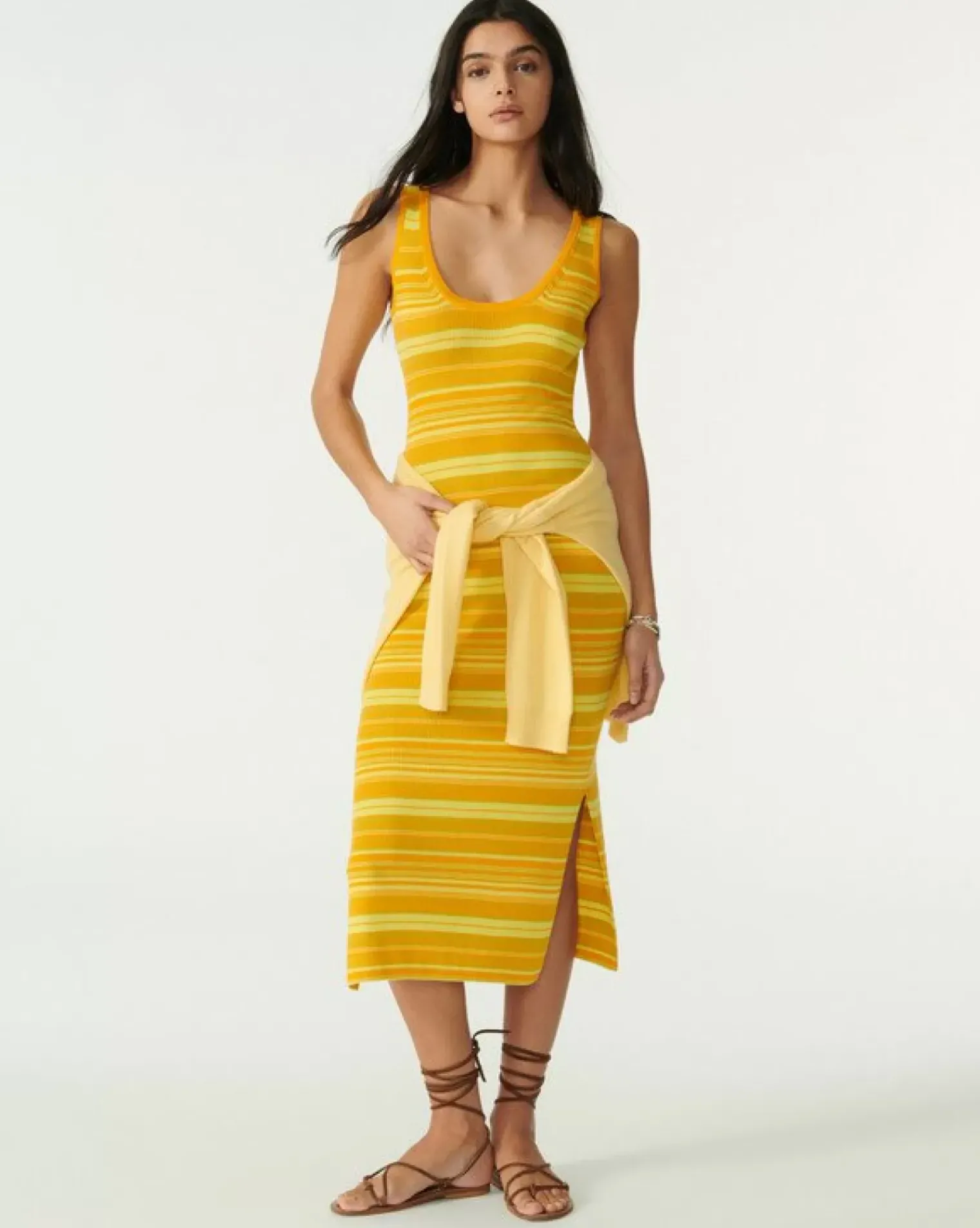 Kujten Dresses & Skirts>Long Silk-Cashmere Tank Dress Marigold