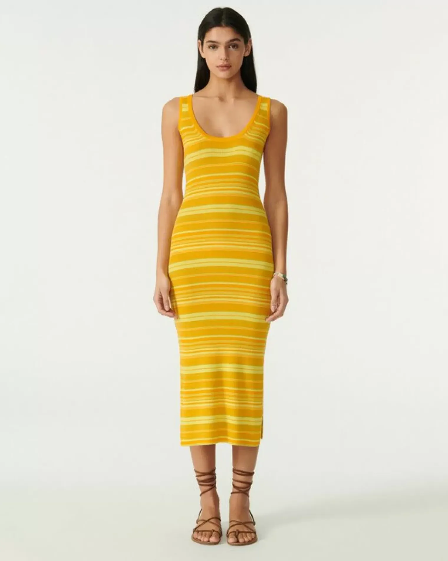 Kujten Dresses & Skirts>Long Silk-Cashmere Tank Dress Marigold