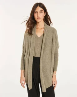 Kujten Jackets & Vests>Long Sleeve Chale Collar Jacket Kaki Chine