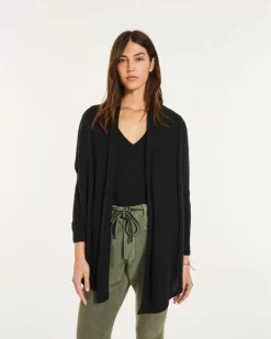 Kujten Jackets & Vests>Long Sleeve Chale Collar Jacket Noir
