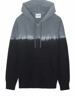 Kujten Hoodies>Long Sleeve Hooded Zipped Vest Gris Flanelle
