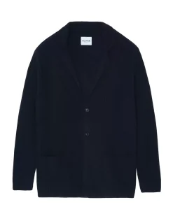 Kujten Jackets & Vests>Long Sleeves Blazer Cashmere Cardigan, 4-Threads Bleu Marine Fonce