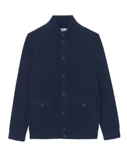 Kujten Jackets & Vests>Long Sleeves Cashmere Cardigan Bleu Marine Fonce