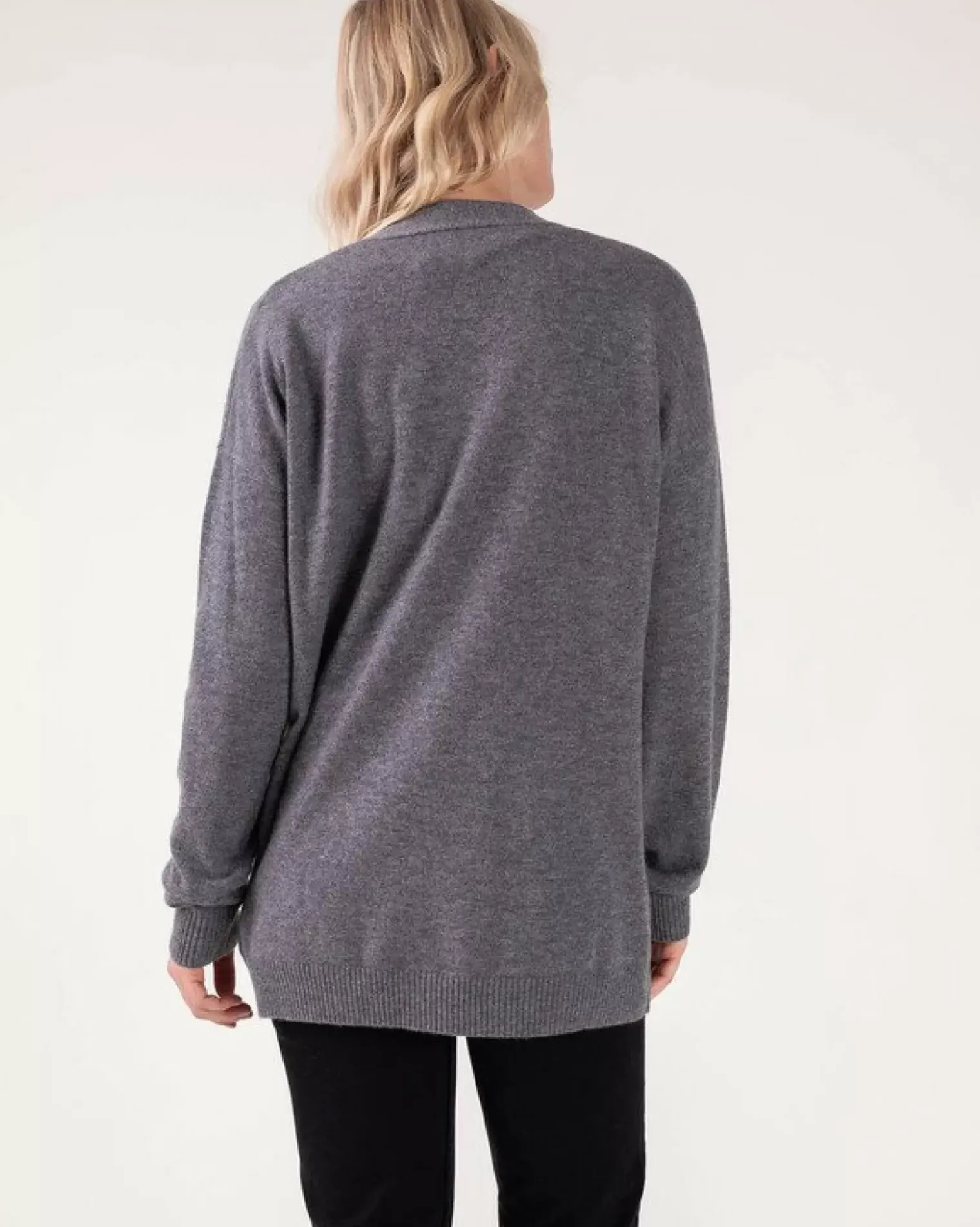 Kujten Jackets & Vests>Long Sleeves Cashmere Cardigan Gris Flanelle