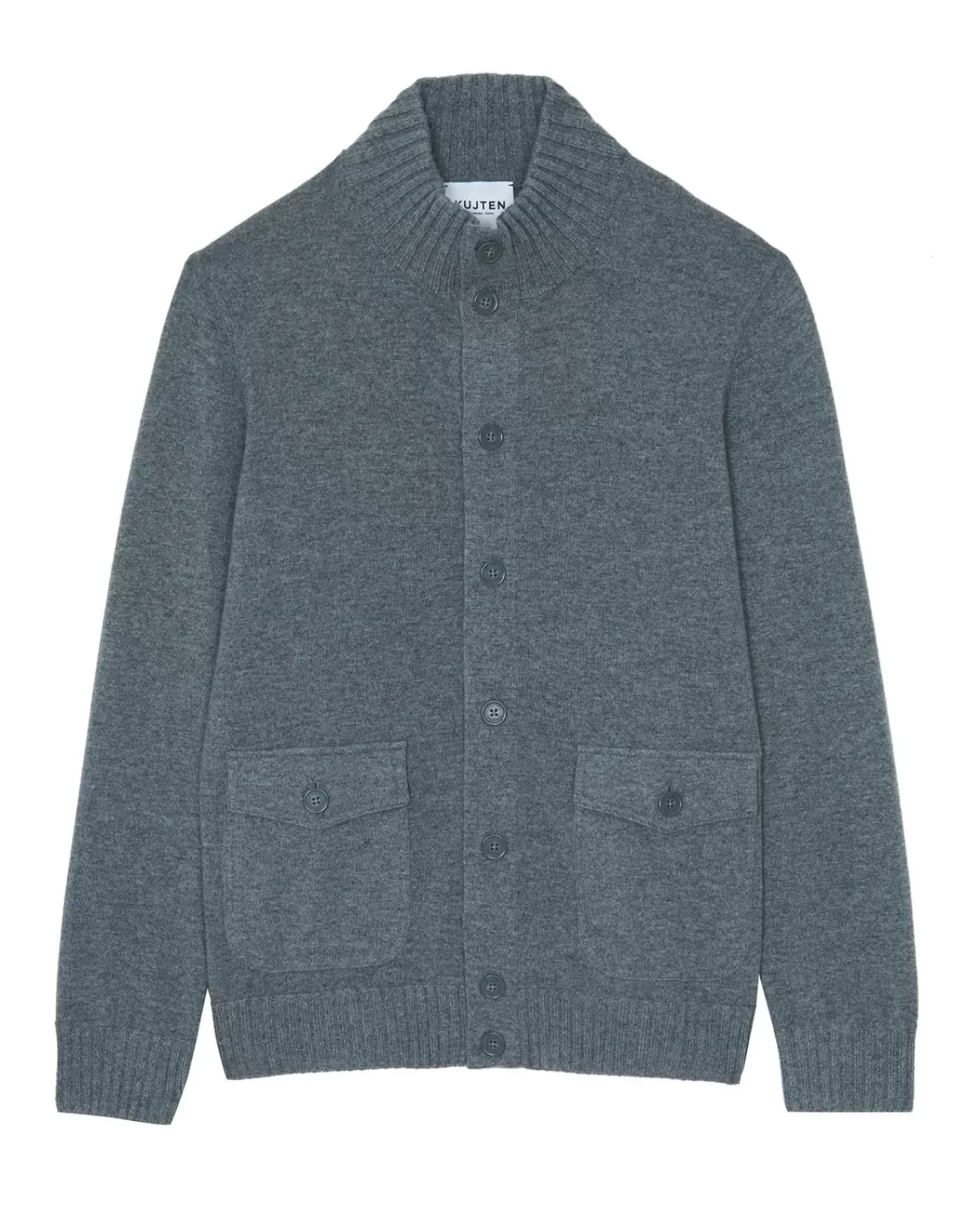 Kujten Jackets & Vests>Long Sleeves Cashmere Cardigan Gris Flanelle