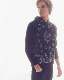 Kujten Hoodies>Long Sleeves Cashmere Hoodie, 4-Threads Bleu Marine Fonce