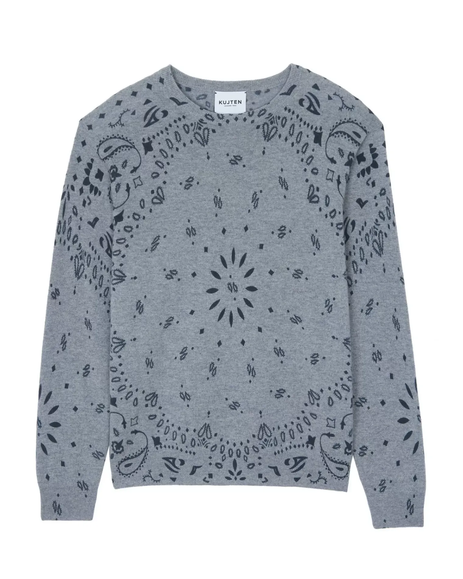 Kujten Sweaters & Sweatshirts>Long Sleeves Round Neck Cashmer Sweater Gris Chine