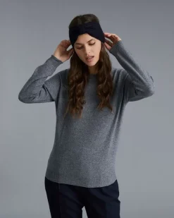 Kujten Sweaters & Sweatshirts>Long Sleeves Round Neck Cashmere Sweater Gris Flanelle