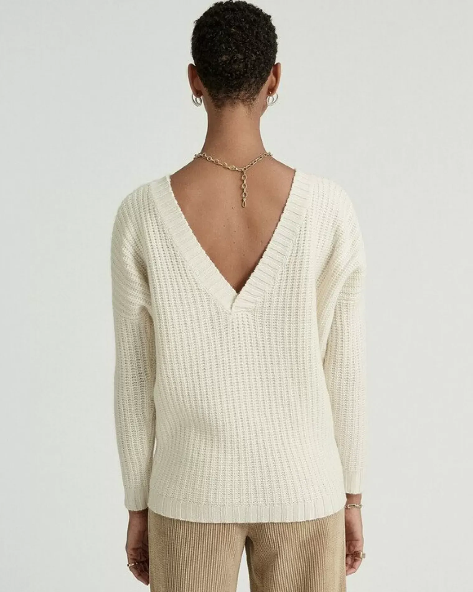 Kujten Sweaters & Sweatshirts>Long Sleeves V-Neck Cashmere Sweater Blanc