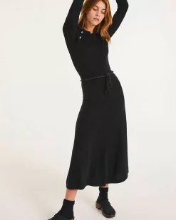 Kujten Dresses & Skirts>Long Woman Cashmere Skirt Noir