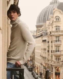 Kujten Sweaters & Sweatshirts>Long-Sleeved Turtleneck Cashmere Sweater, 4-Threads Avoine