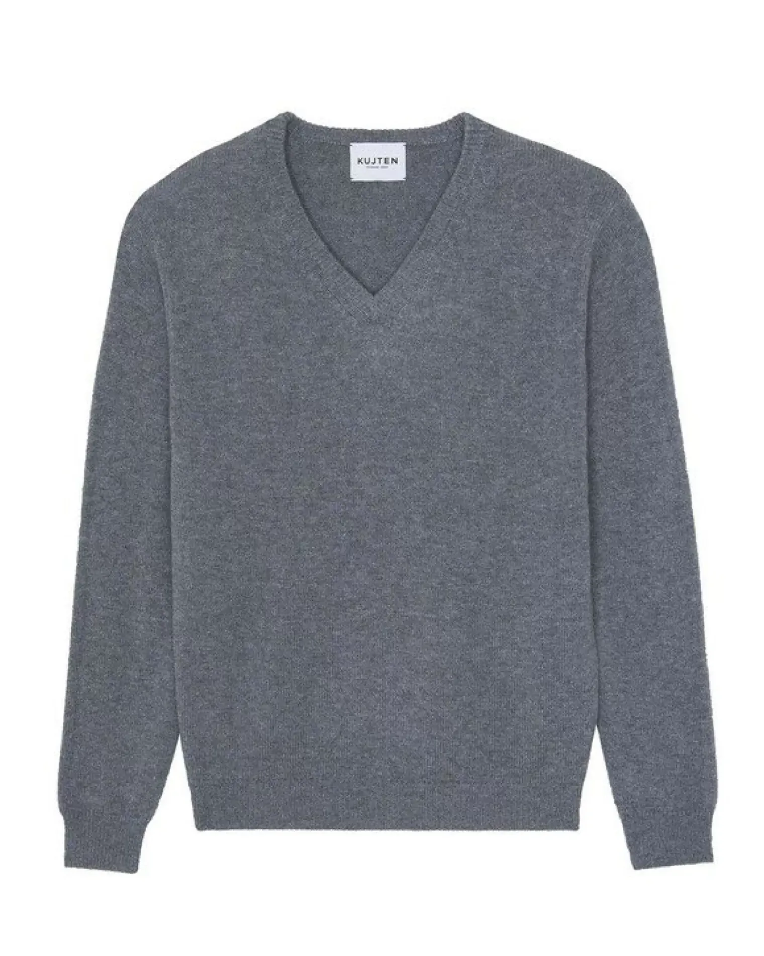 Kujten Sweaters & Sweatshirts>Long-Sleeved V-Neck Cashmere Sweater Gris Flanelle