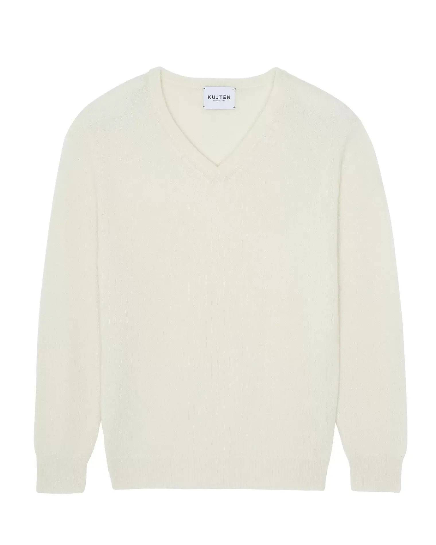 Kujten Sweaters & Sweatshirts>Long-Sleeved V-Neck Cashmere Sweater Blanc