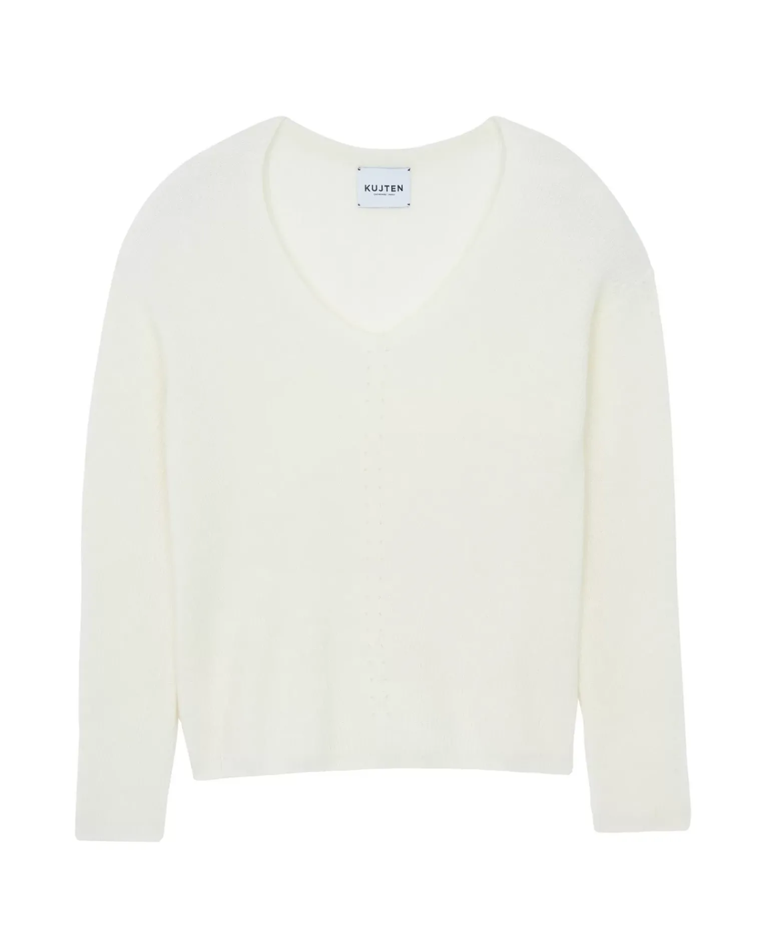 Kujten Sweaters & Sweatshirts>Long-Sleeved V-Neck Cashmere Sweater Blanc