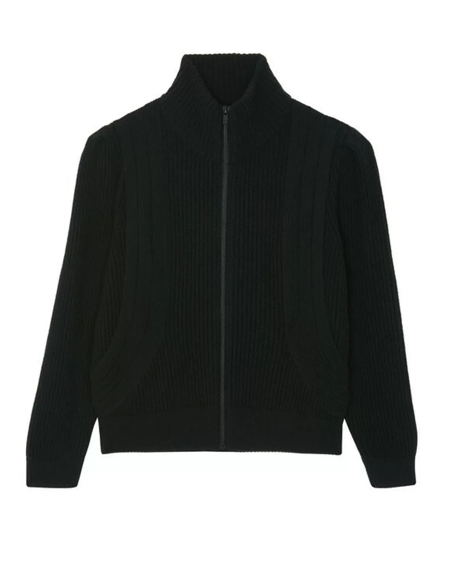 Kujten Jackets & Vests>Long-Sleeved Zip-Up Trucker Jacket Noir