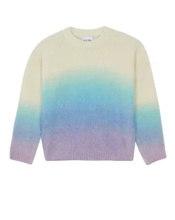 Kujten Sweaters & Sweatshirts>Loop Jersey Round Neck Cashmere Sweater, 2-Threads Bleu