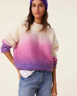 Kujten Sweaters & Sweatshirts>Loop Jersey Round Neck Cashmere Sweater, 2-Threads Violet