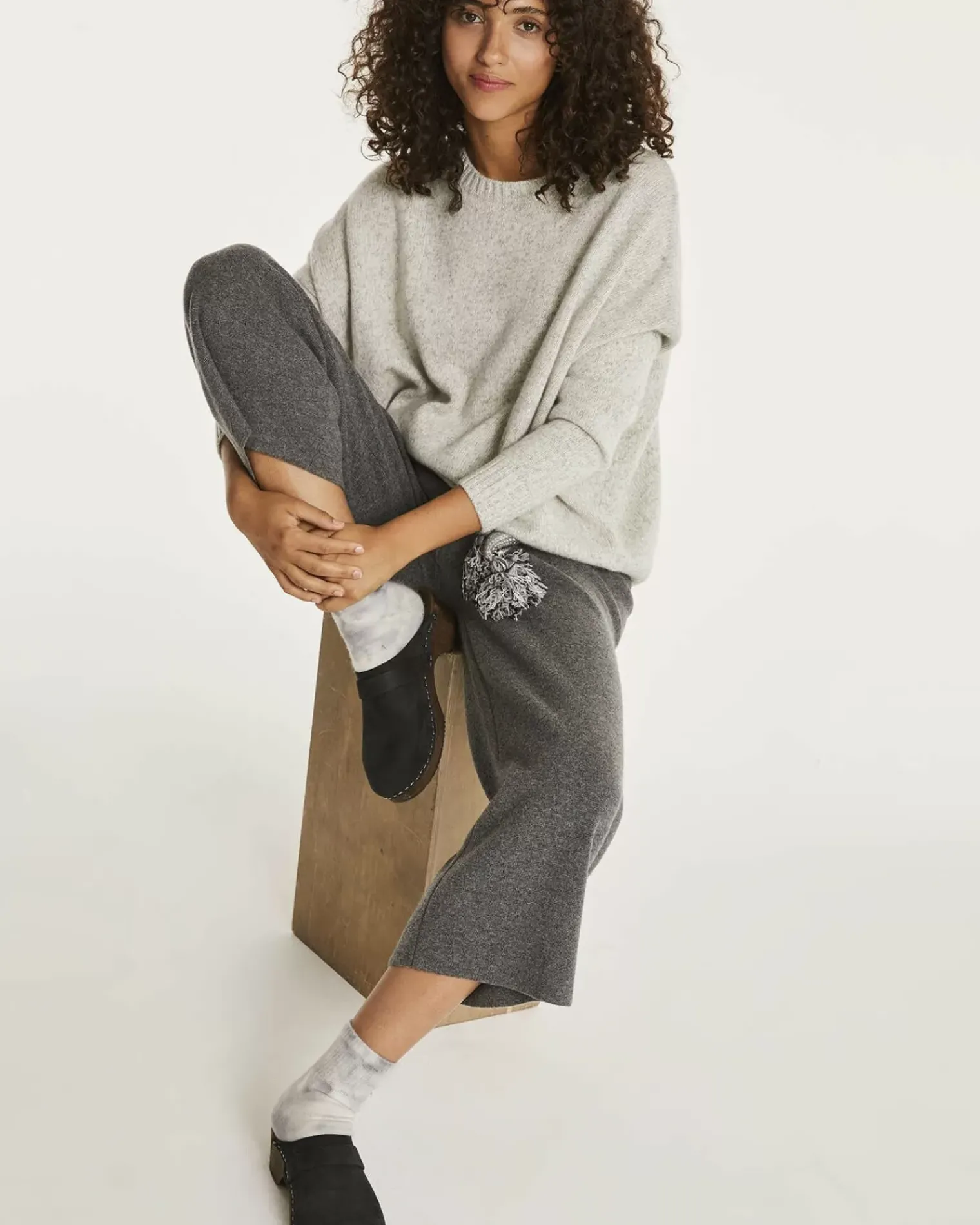 Kujten Pants & Shorts>Loose Fitting Cashmere Trousers Gris Flanelle