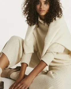 Kujten Pants & Shorts>Loose Fitting Cashmere Trousers Blanc Vintage
