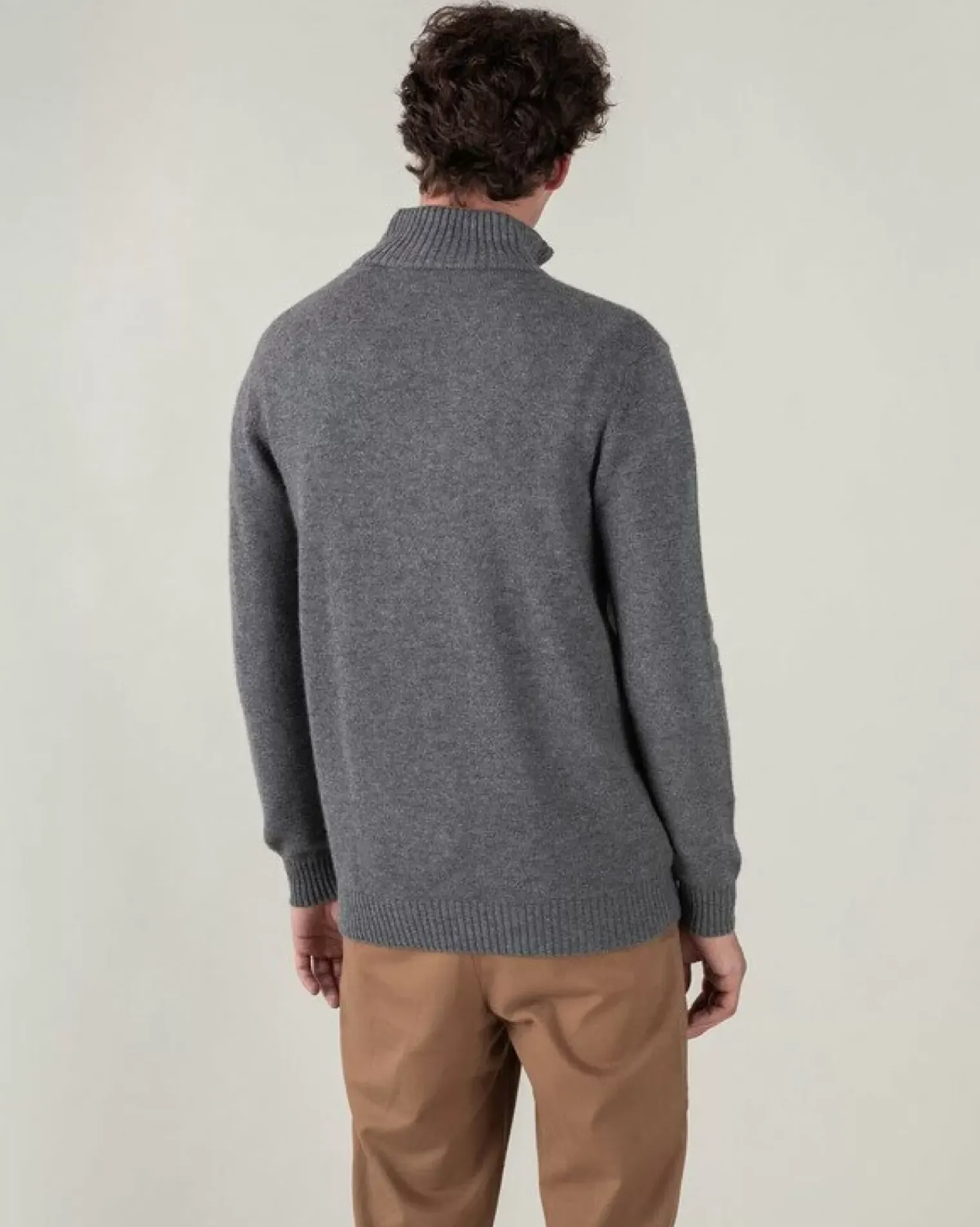 Kujten Sweaters & Sweatshirts>Man Plain Truck Collar Cashmere Sweater Gris Flanelle