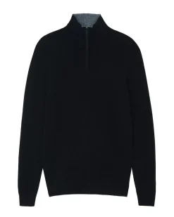 Kujten Sweaters & Sweatshirts>Man Plain Truck Collar Cashmere Sweater Noir