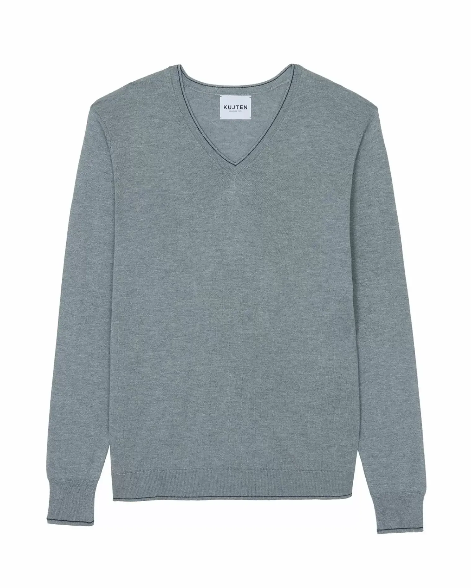 Kujten Sweaters & Sweatshirts>Man Silk & Cashmere V-Neck Sweater Gris Chine