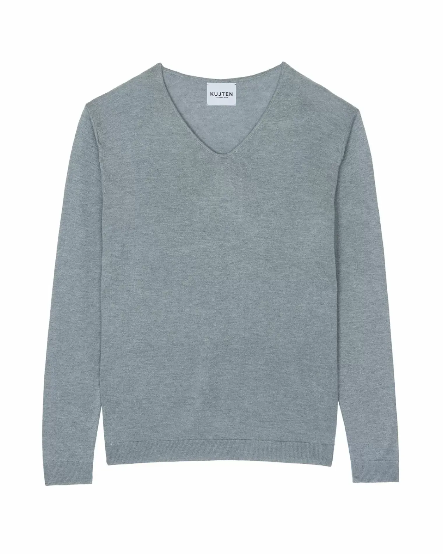 Kujten Sweaters & Sweatshirts>Man Silk & Cashmere V-Neck Sweater Gris Chine