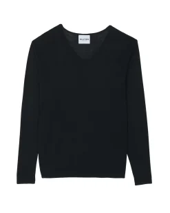 Kujten Sweaters & Sweatshirts>Man Silk & Cashmere V-Neck Sweater Noir