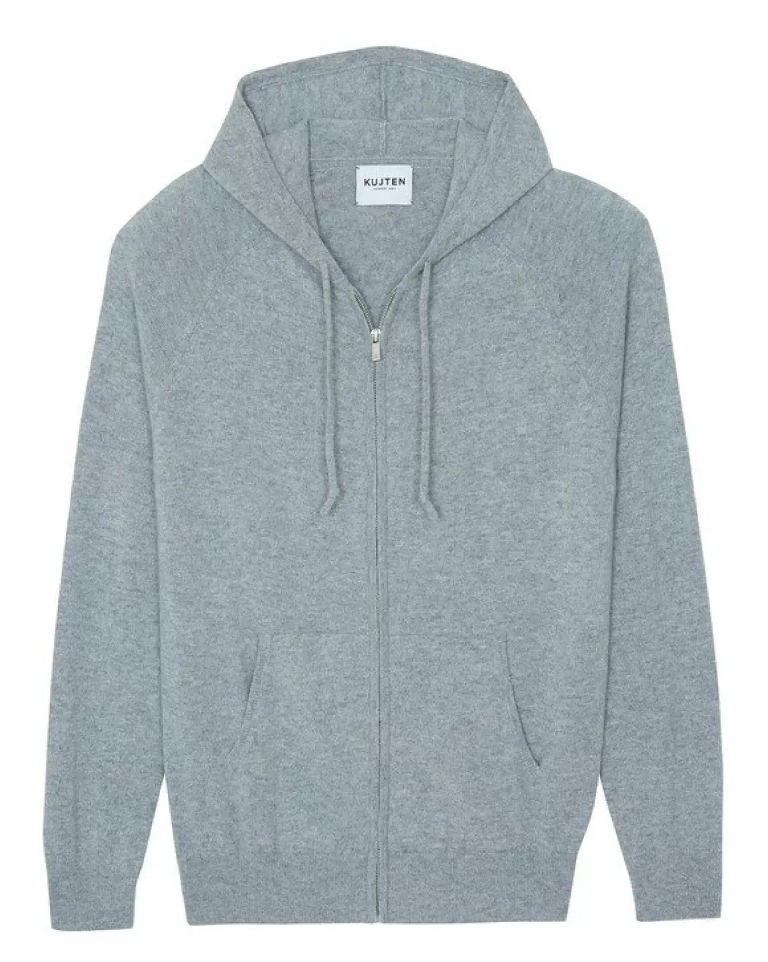 Kujten Hoodies>Man Zipped Hooded Cashmere Vest, 2-Threads Gris Chine