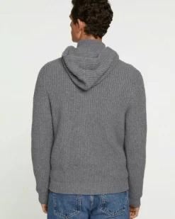 Kujten Jackets & Vests>Men Cashmere Hooded Jacket Gris Flanelle