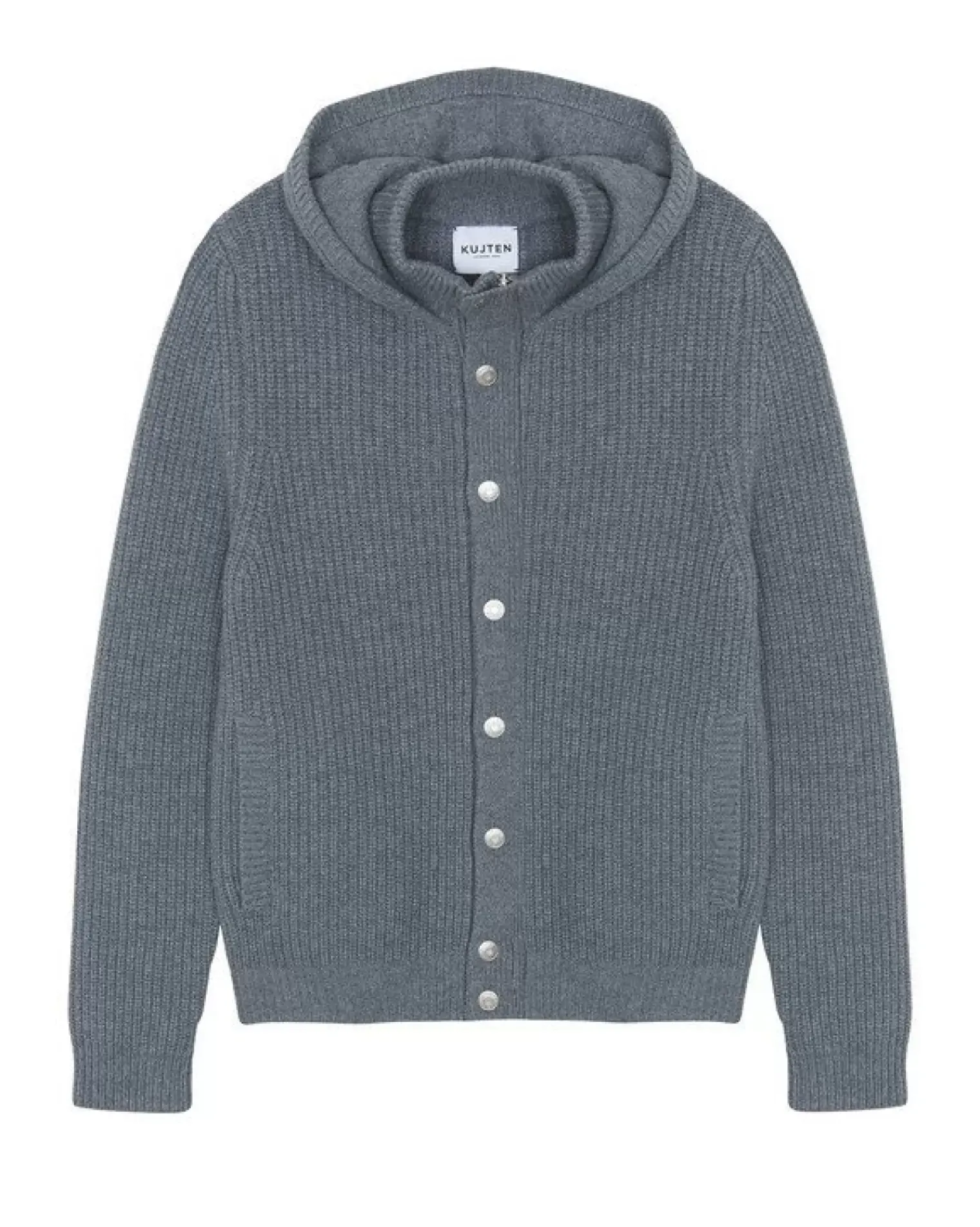 Kujten Jackets & Vests>Men Cashmere Hooded Jacket Gris Flanelle