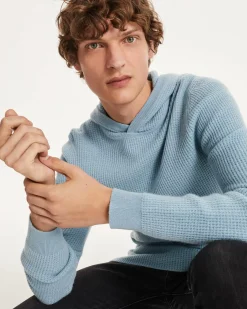 Kujten Sweaters & Sweatshirts>Men Cashmere Hoodie Blue Ice