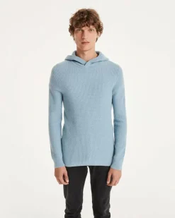 Kujten Sweaters & Sweatshirts>Men Cashmere Hoodie Blue Ice
