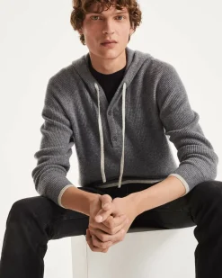 Kujten Hoodies>Men Cashmere Hoodie Gris Flanelle