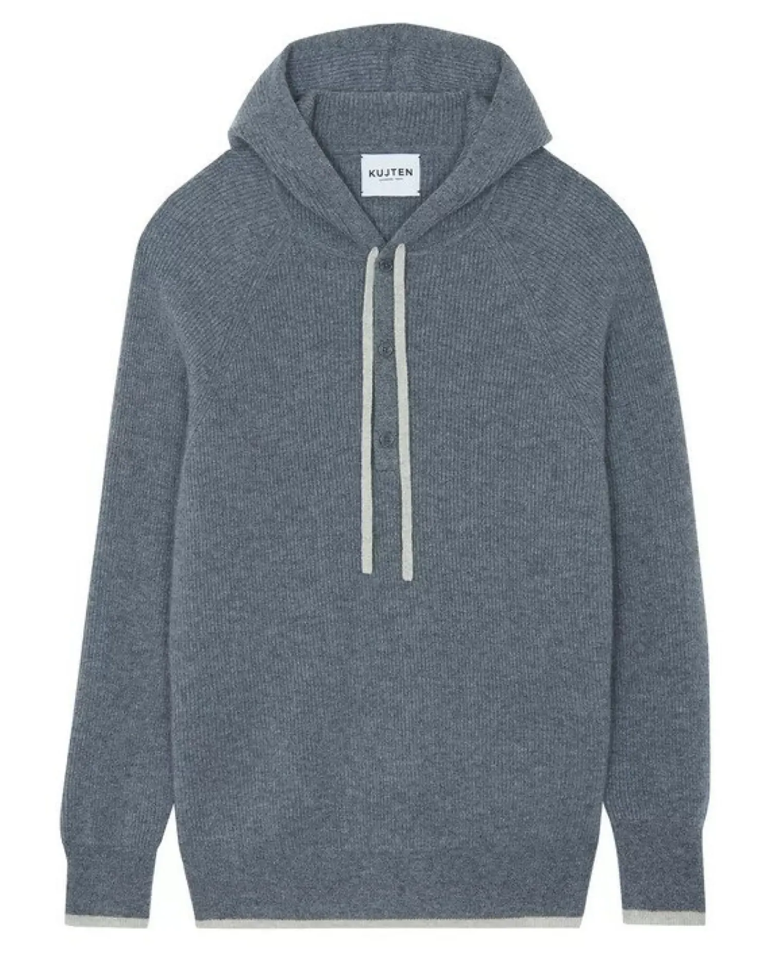 Kujten Hoodies>Men Cashmere Hoodie Gris Flanelle