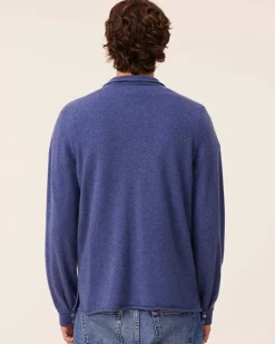 Kujten Jackets & Vests>Men Cashmere Shirt With Chest Pockets, 2-Threads Bleu Denim
