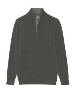 Kujten Sweaters & Sweatshirts>Men Cashmere Sweater Kaki Fonce