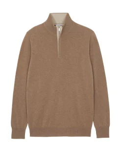 Kujten Sweaters & Sweatshirts>Men Cashmere Sweater , 2-Threads Camelo