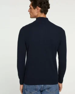 Kujten Sweaters & Sweatshirts>Men Cashmere Sweater, 2-Threads Bleu Marine Fonce