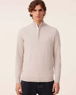Kujten Sweaters & Sweatshirts>Men Cashmere Sweater, 2-Threads Avoine