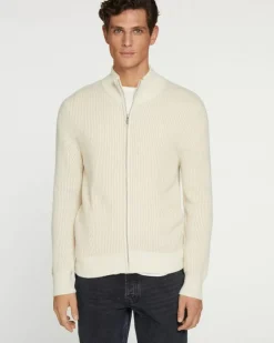 Kujten Jackets & Vests>Men Cashmere Trucker Neck Cardigan, 4-Threads Organique