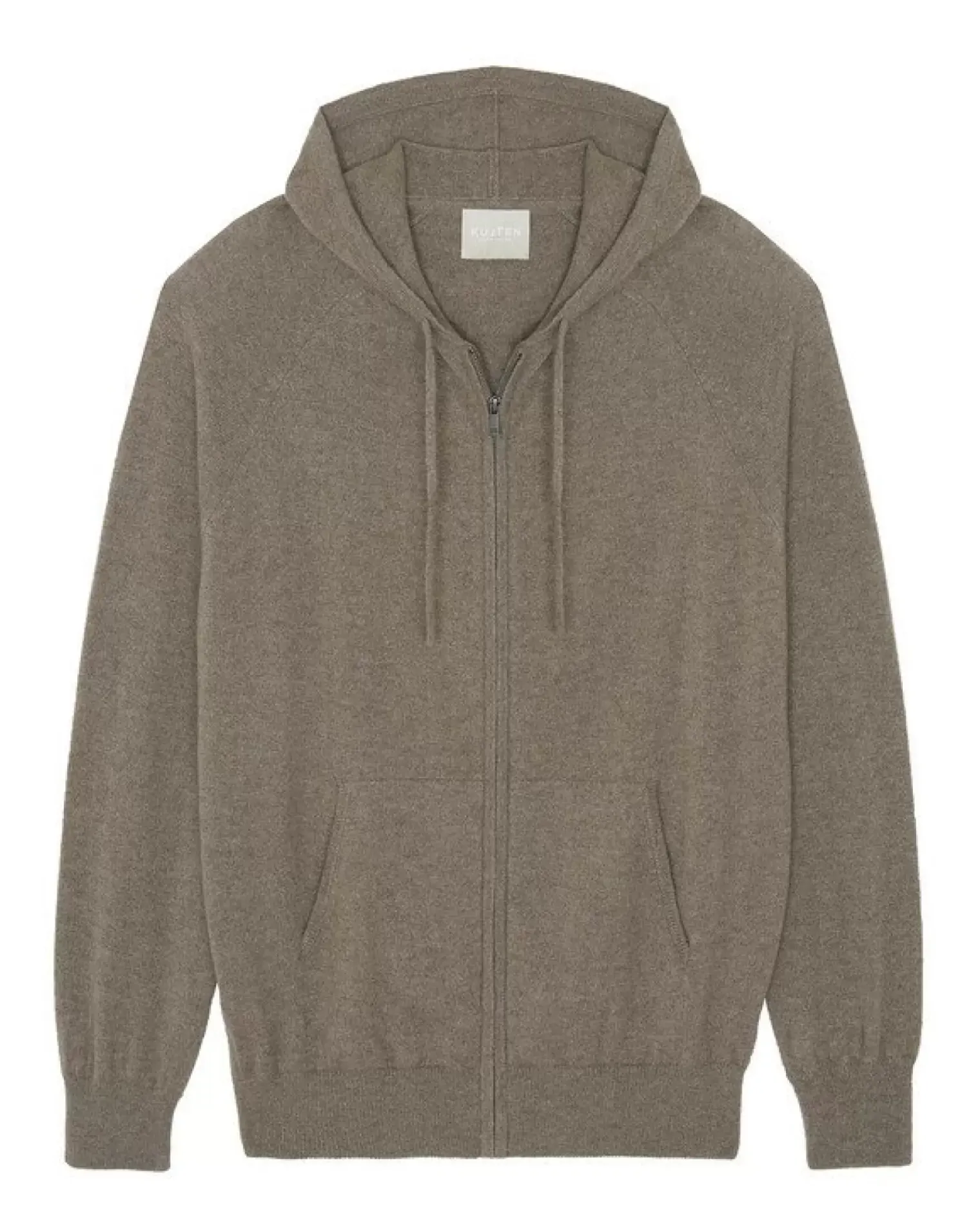 Kujten Hoodies>Men Cashmere Vest With Zipped Hood, 2-Threads Beige Taupe