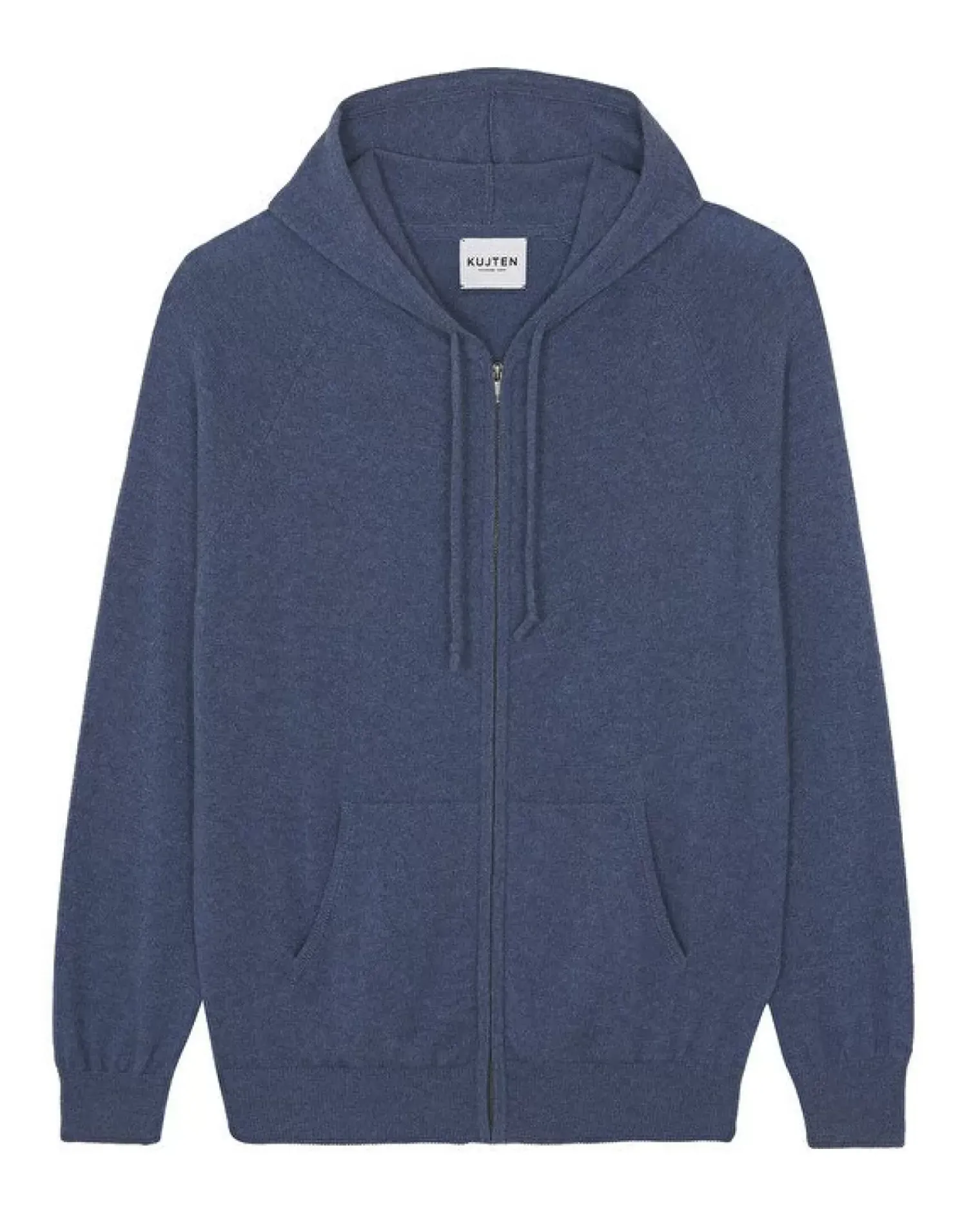 Kujten Hoodies>Men Cashmere Zip Hoodie, 2-Threads Bleu Denim