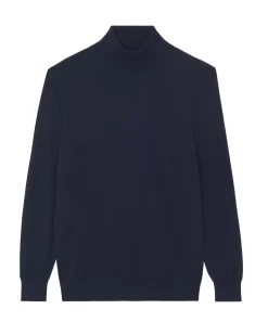 Kujten Sweaters & Sweatshirts>Men High-Neck Cashmere Sweater Bleu Marine Fonce