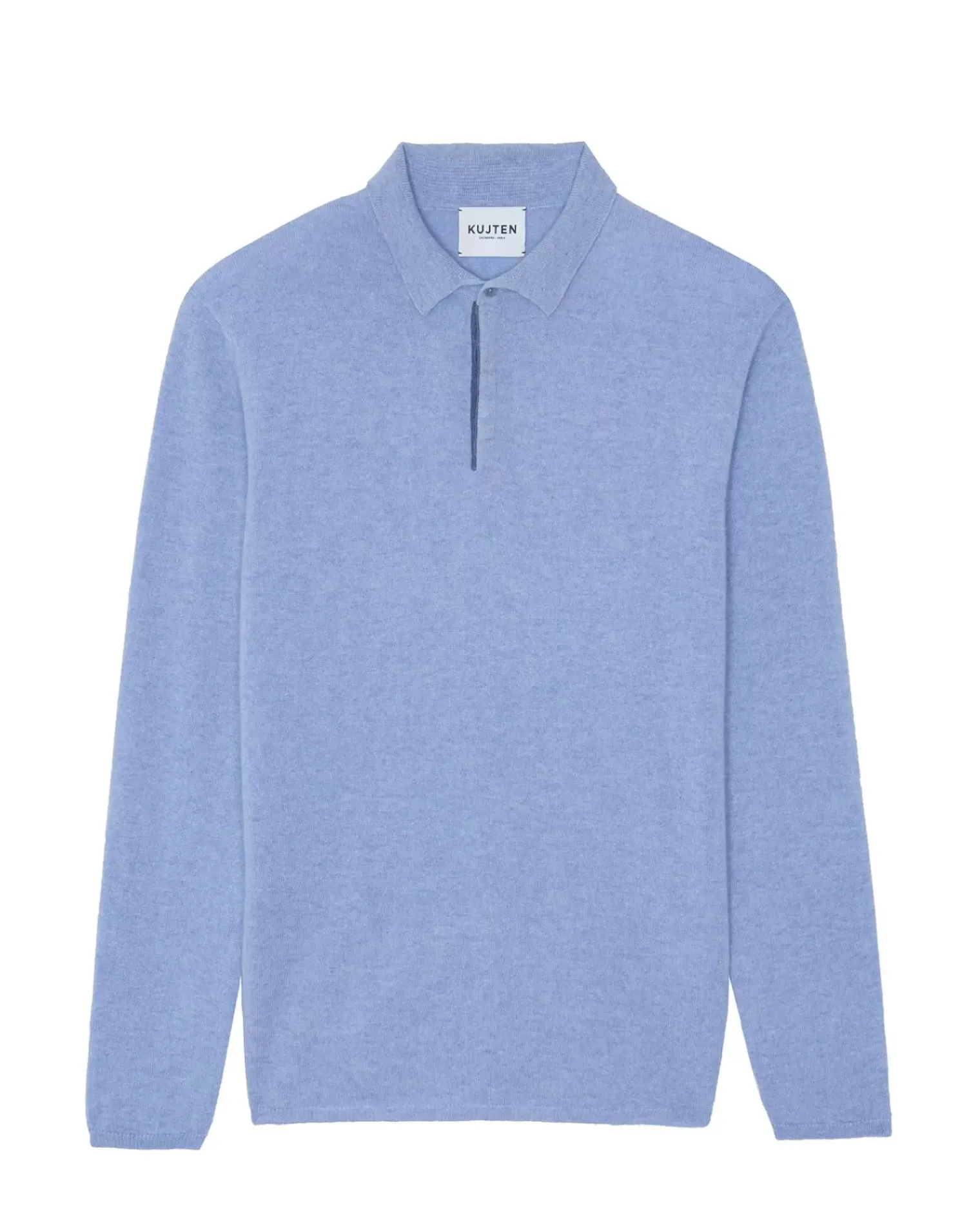Kujten Sweaters & Sweatshirts>Men Long Sleeved Cashmere Polo Bleu Jeans