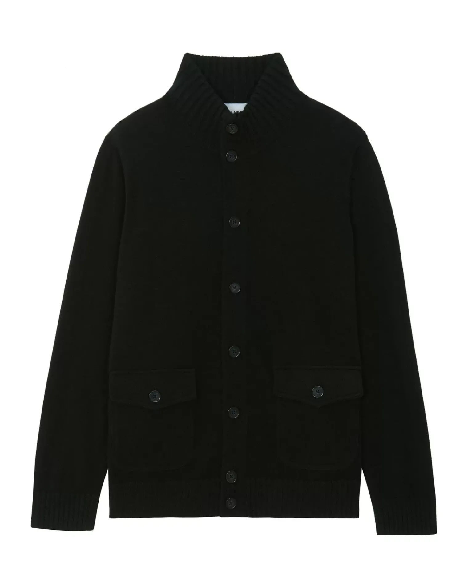 Kujten Jackets & Vests>Men Round Neck Cashmere Cardigan Noir
