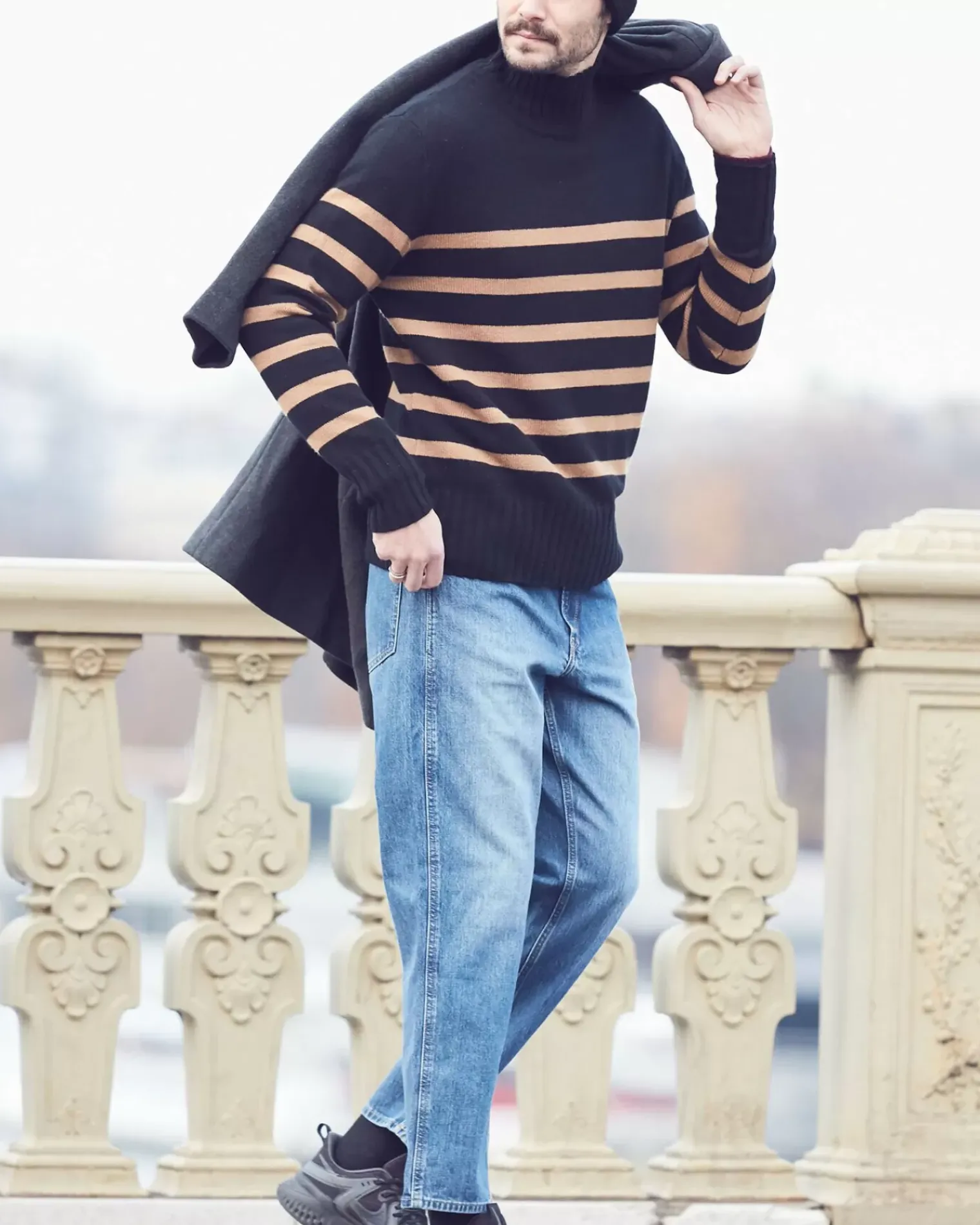 Kujten Sweaters & Sweatshirts>Men Sailor High-Neck Cashmere Sweater Bleu Marine Fonce