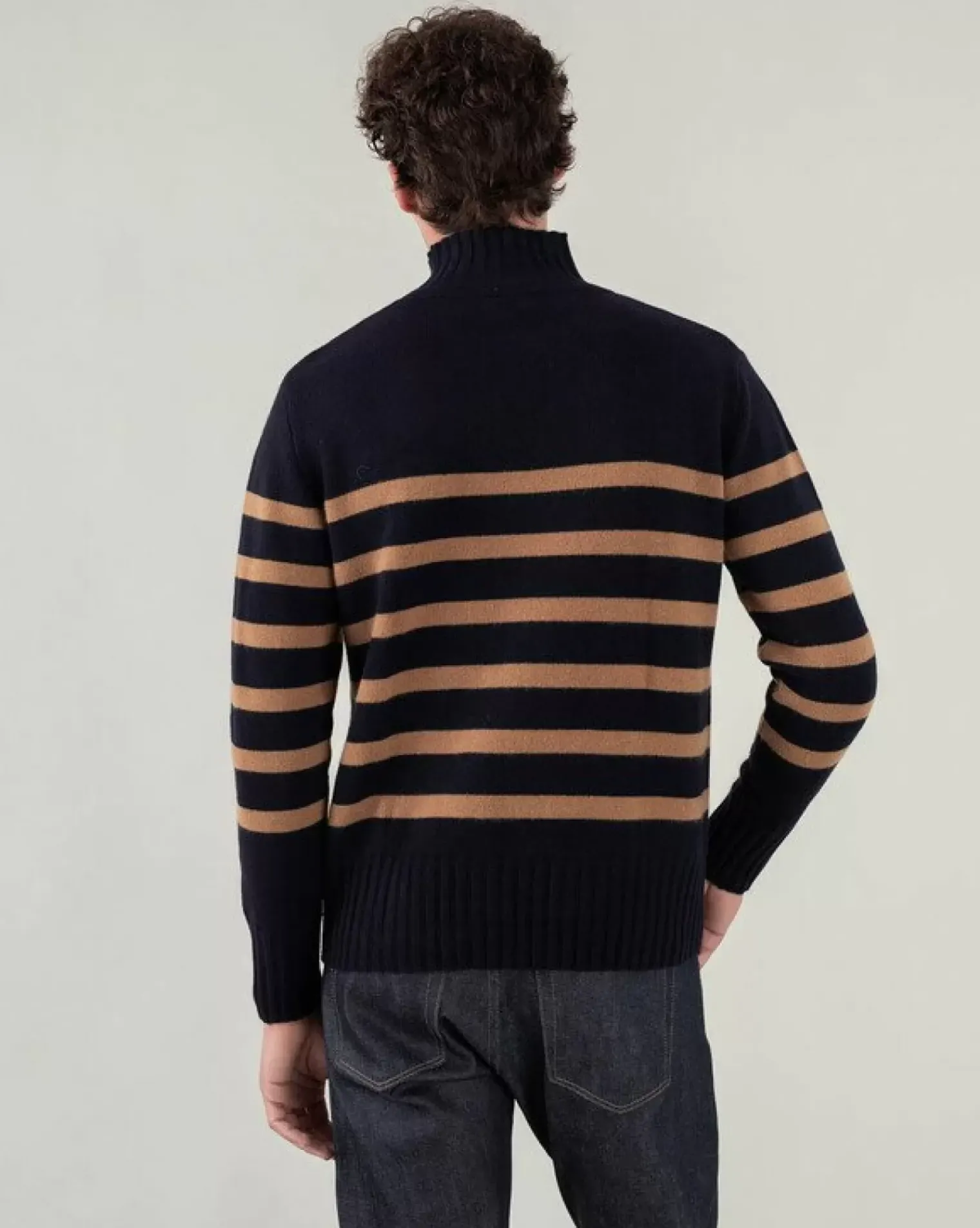 Kujten Sweaters & Sweatshirts>Men Sailor High-Neck Cashmere Sweater Bleu Marine Fonce